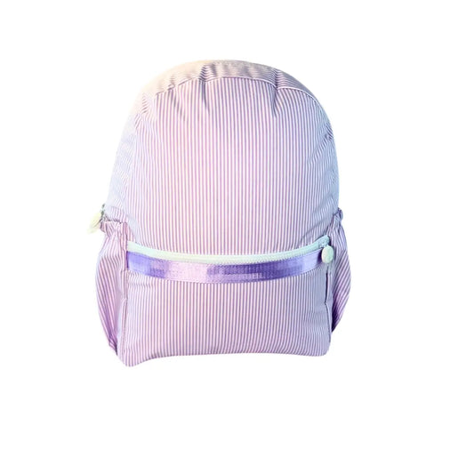 Personalized Lilac Preppy Stripe Medium Backpack w/ Pockets image 0